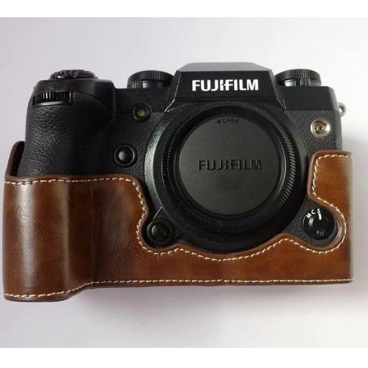 PU Leather Half Bottom Camera Protective Case for Fujifilm X-H1