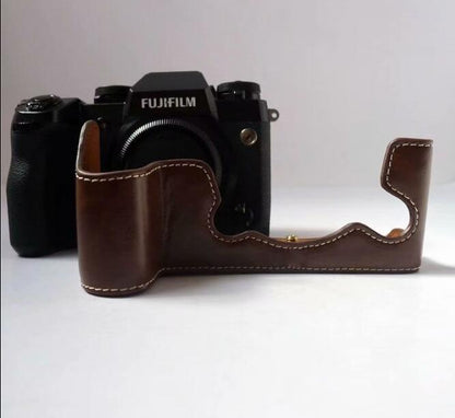 PU Leather Half Bottom Camera Protective Case for Fujifilm X-H1