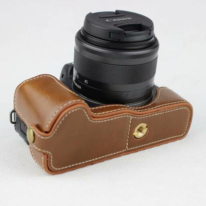 PU Leather Camera Half Case Bottom Mount Cover for Canon EOS M50