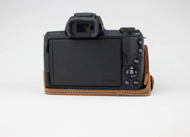 PU Leather Camera Half Case Bottom Mount Cover for Canon EOS M50