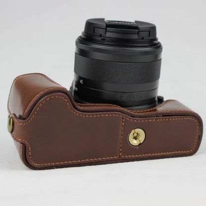 PU Leather Camera Half Case Bottom Mount Cover for Canon EOS M50