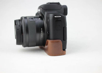 PU Leather Camera Half Case Bottom Mount Cover for Canon EOS M50