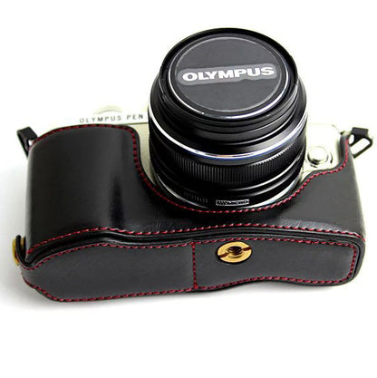 PU Leather Camera Half Bottom Case Protective Cover for Olympus E-PL7 / E-PL8 / E-PL9