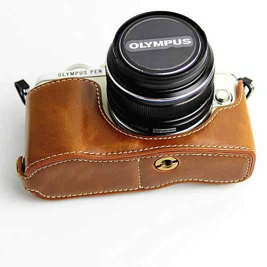 PU Leather Camera Half Bottom Case Protective Cover for Olympus E-PL7 / E-PL8 / E-PL9