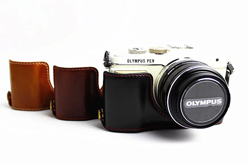 PU Leather Camera Half Bottom Case Protective Cover for Olympus E-PL7 / E-PL8 / E-PL9