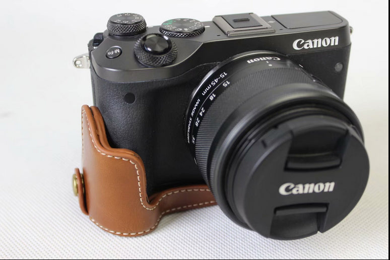 Half Camera PU Leather Protective Case for Canon EOS M6