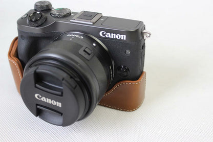 Half Camera PU Leather Protective Case for Canon EOS M6