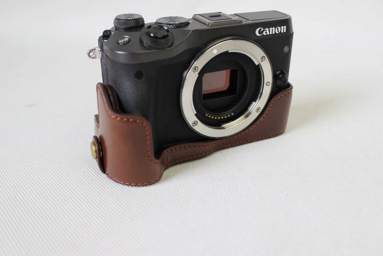 Half Camera PU Leather Protective Case for Canon EOS M6