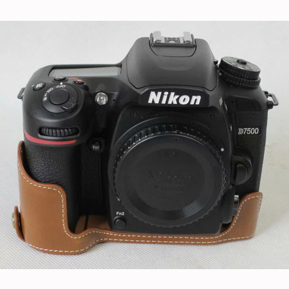 Half Camera PU Leather Protective Case for Nikon D7500 Digital SLR Camera