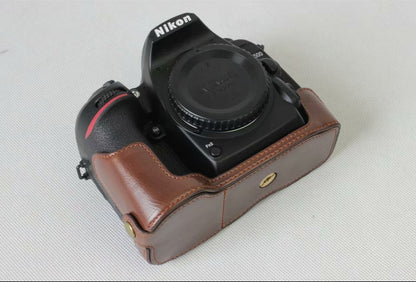 Half Camera PU Leather Protective Case for Nikon D7500 Digital SLR Camera