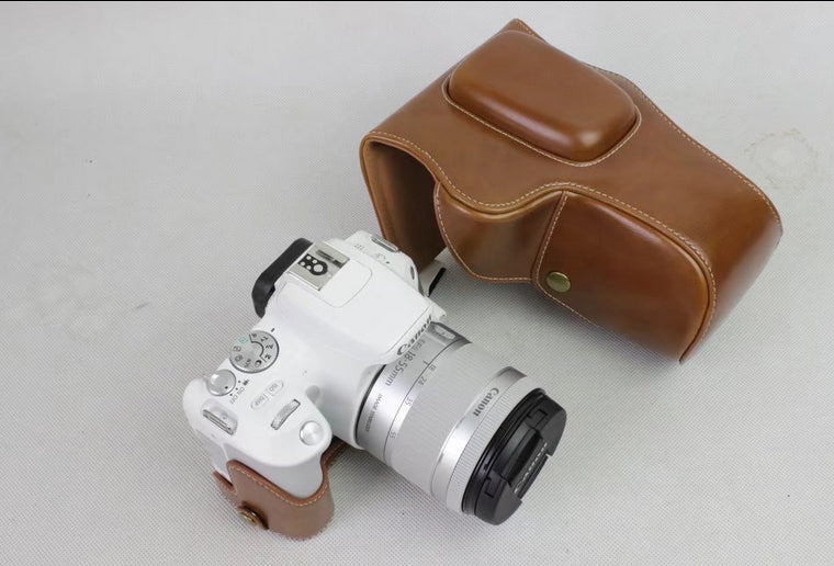 PU Leather Protection Bag + Strap + Camera Lens Bag for Canon EOS 200D