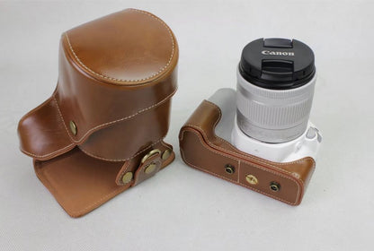 PU Leather Protection Bag + Strap + Camera Lens Bag for Canon EOS 200D