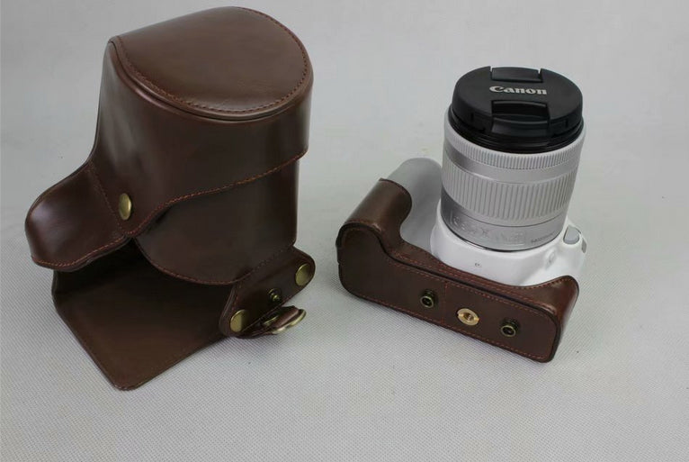 PU Leather Protection Bag + Strap + Camera Lens Bag for Canon EOS 200D