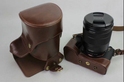 PU Leather Protective Bag + Strap + Camera Lens Bag for Sony ILCE-9 / A9 / A7RM3 A7RIII