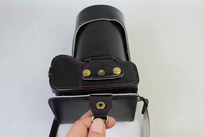 PU Leather Camera Protective Pouch Bag + Strap + Camera Lens Bag for Canon EOS 77D / 800D