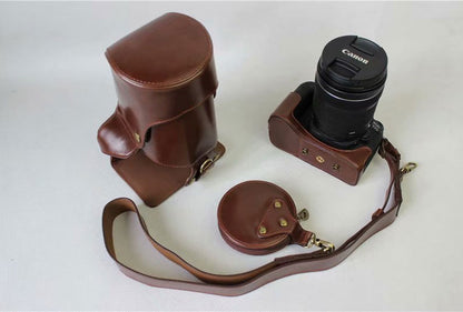 PU Leather Camera Protective Pouch Bag + Strap + Camera Lens Bag for Canon EOS 77D / 800D