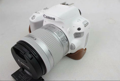 Genuine Leather Half Bottom Camera Protection Case for Canon EOS 200D