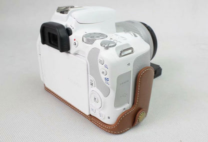 Genuine Leather Half Bottom Camera Protection Case for Canon EOS 200D