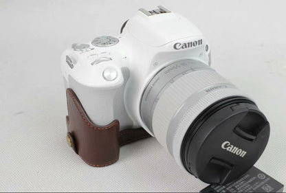 Genuine Leather Half Bottom Camera Protection Case for Canon EOS 200D