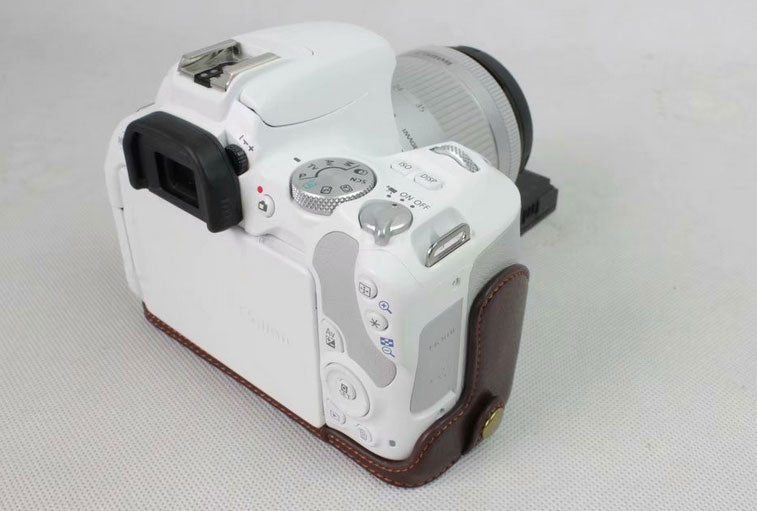 Genuine Leather Half Bottom Camera Protection Case for Canon EOS 200D