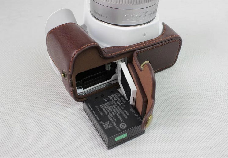 Genuine Leather Half Bottom Camera Protection Case for Canon EOS 200D