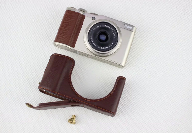 Genuine Leather Half Bottom Camera Protection Case for Fujifilm XF10 Digital Compact Camera