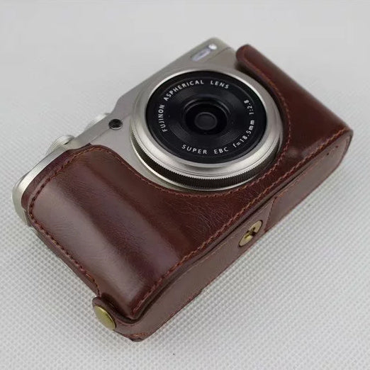 PU Leather Half Bottom Camera Bag Case for Fujifilm XF10 Digital Compact Camera