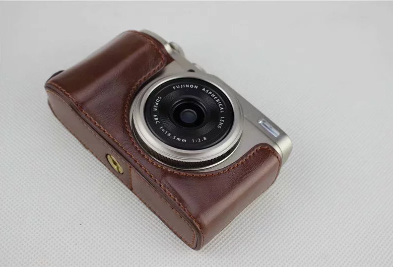 PU Leather Half Bottom Camera Bag Case for Fujifilm XF10 Digital Compact Camera