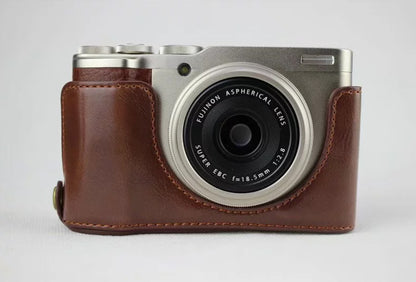 PU Leather Half Bottom Camera Bag Case for Fujifilm XF10 Digital Compact Camera