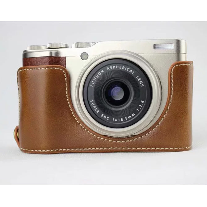 PU Leather Half Bottom Camera Bag Case for Fujifilm XF10 Digital Compact Camera