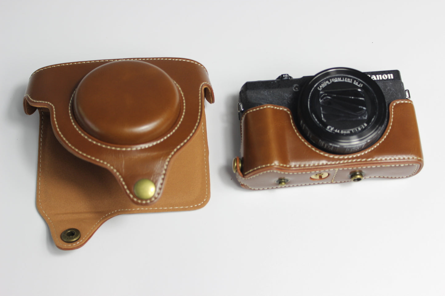 PU Leather Half Camera Case Bag with Strap for Canon PowerShot G5 X Mark II