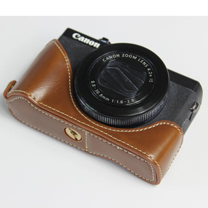 PU Leather Half Camera Case Bag Cover Protector for Canon PowerShot G7 X Mark II