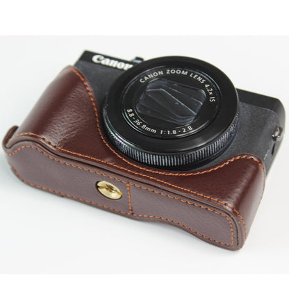 Genuine Leather Half Camera Case Bag Cover Protector for Canon PowerShot G7 X Mark III