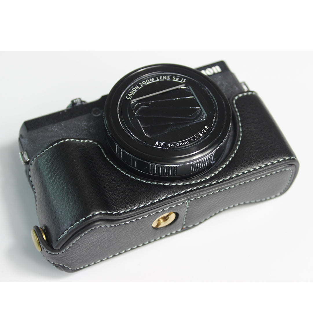 Genuine Leather Half Camera Case Bag Cover Protector for Canon PowerShot G5 X Mark II