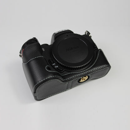 Genuine Leather Half Bottom Camera Protective Case Bag for for Nikon Z50