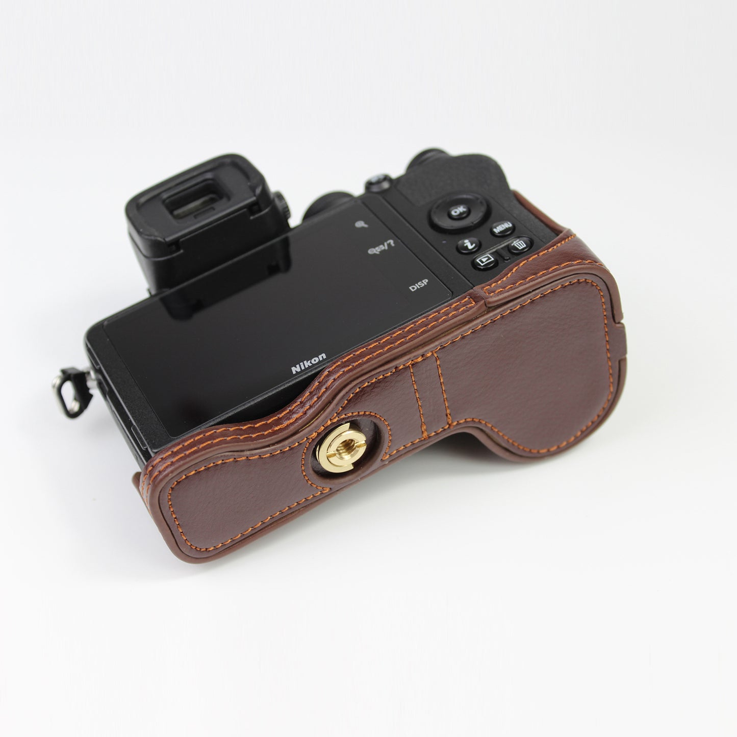 Genuine Leather Half Bottom Camera Protective Case Bag for for Nikon Z50