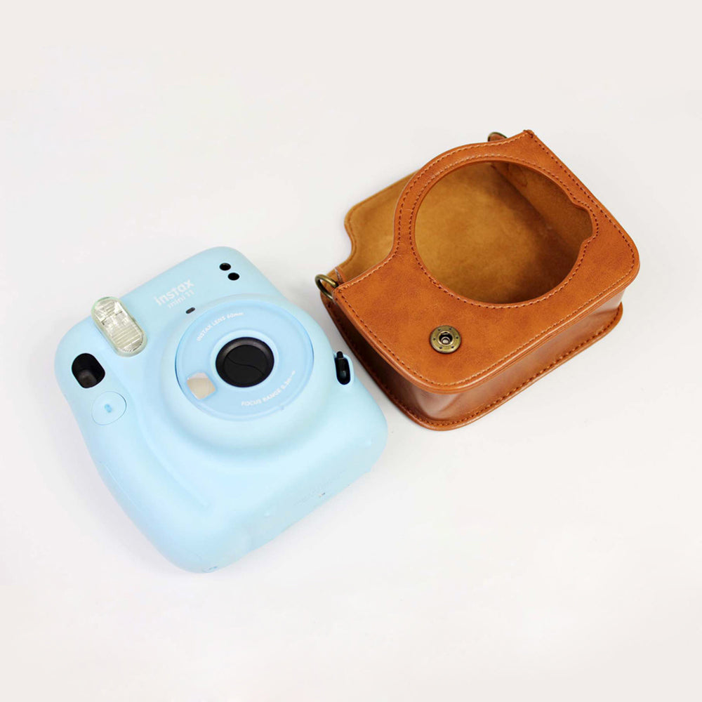 PU Leather Protective Case Cover with Shoulder Strap for Fujifilm Instax Mini 11