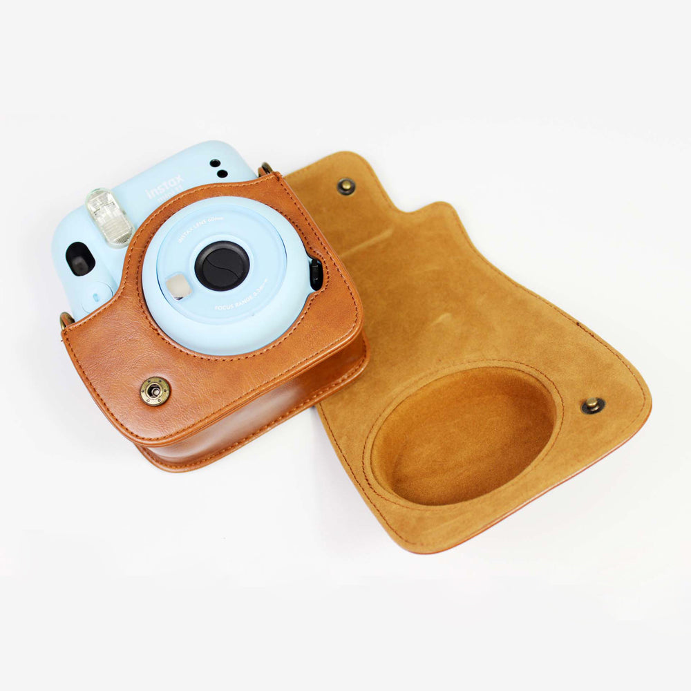 PU Leather Protective Case Cover with Shoulder Strap for Fujifilm Instax Mini 11