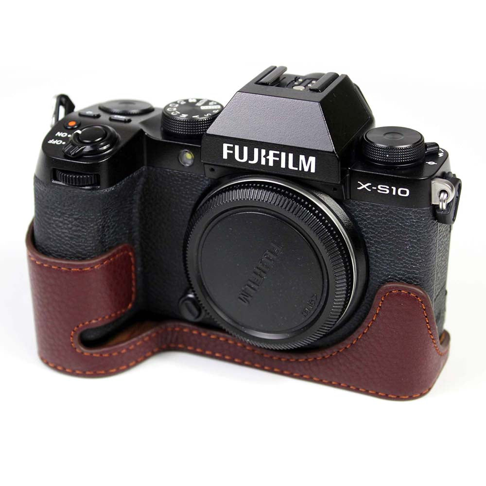 Genuine Leather Camera Half Cover Case for Fujifilm Fuji X-S10