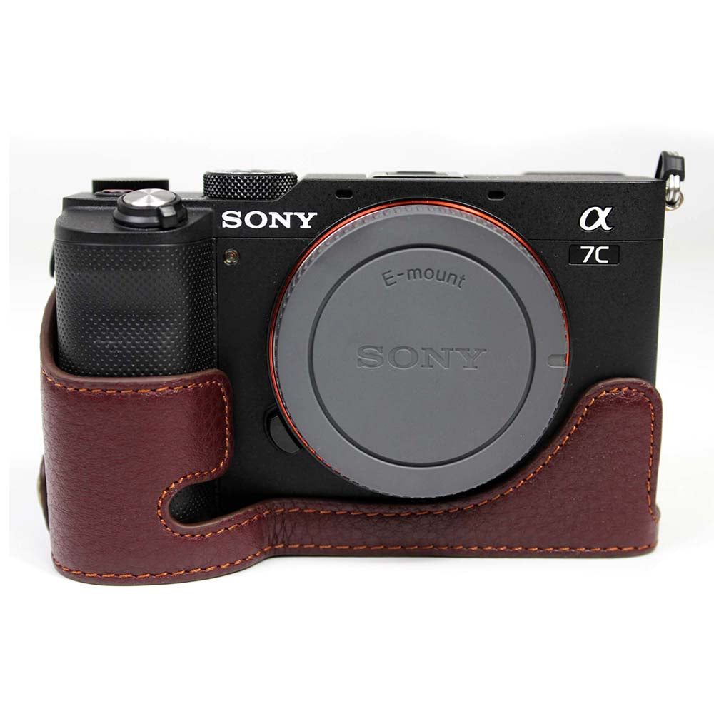 Genuine Leather Camera Half Cover Case for Sony A7C Camera