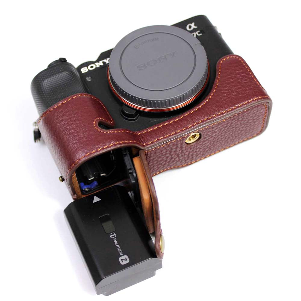 Genuine Leather Camera Half Cover Case for Sony A7C Camera