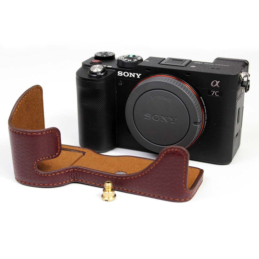 Genuine Leather Camera Half Cover Case for Sony A7C Camera