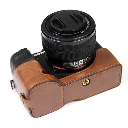 PU Leather Camera Half Cover Case for Sony A7C Camera