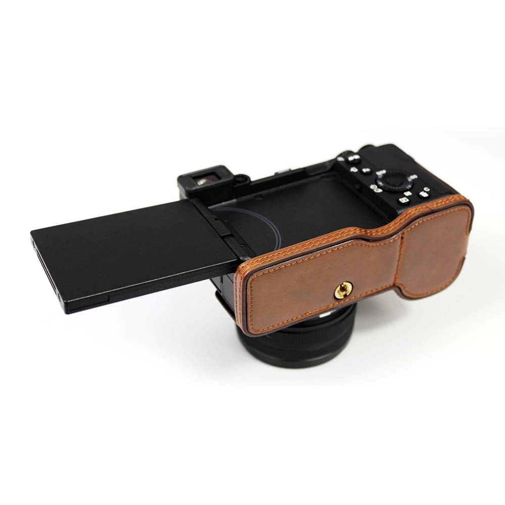 PU Leather Camera Half Cover Case for Sony A7C Camera