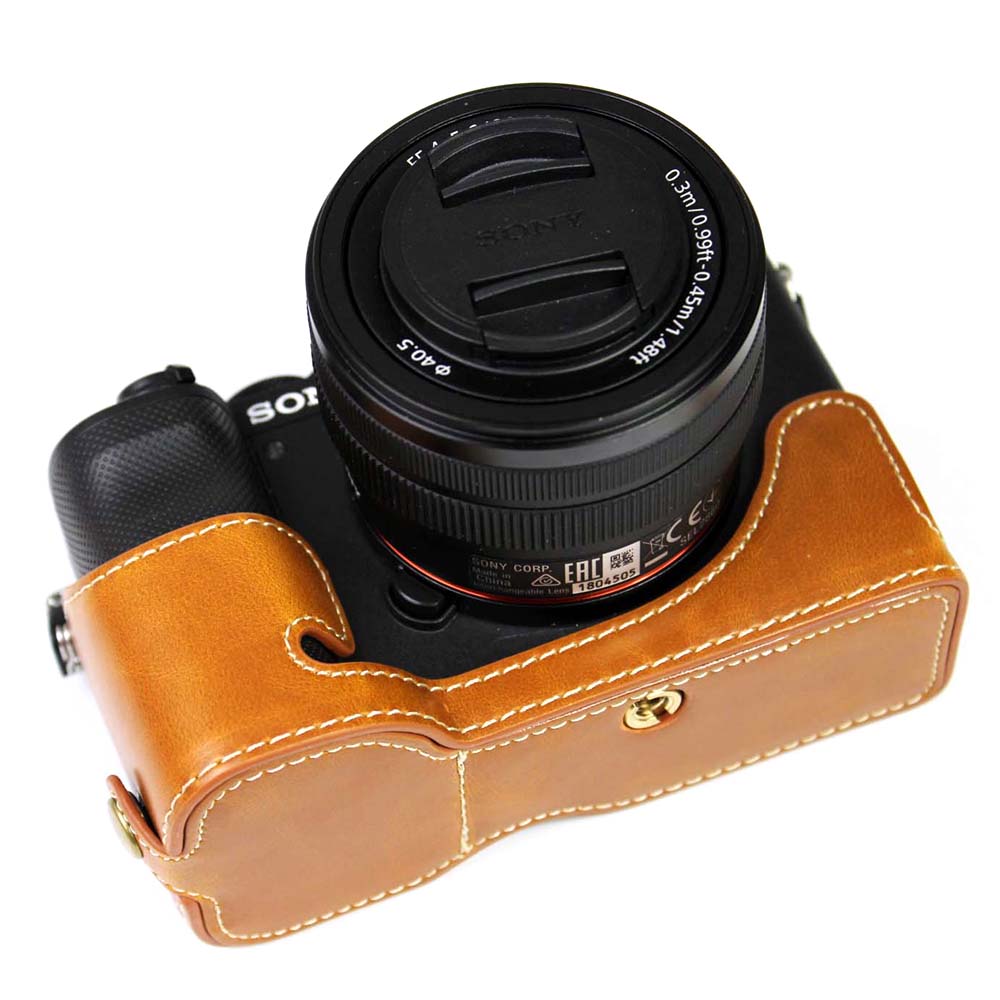 PU Leather Camera Half Cover Case for Sony A7C Camera