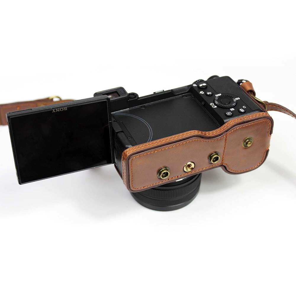 PU Leather Half Camera Case Cover for Sony A7C Camera