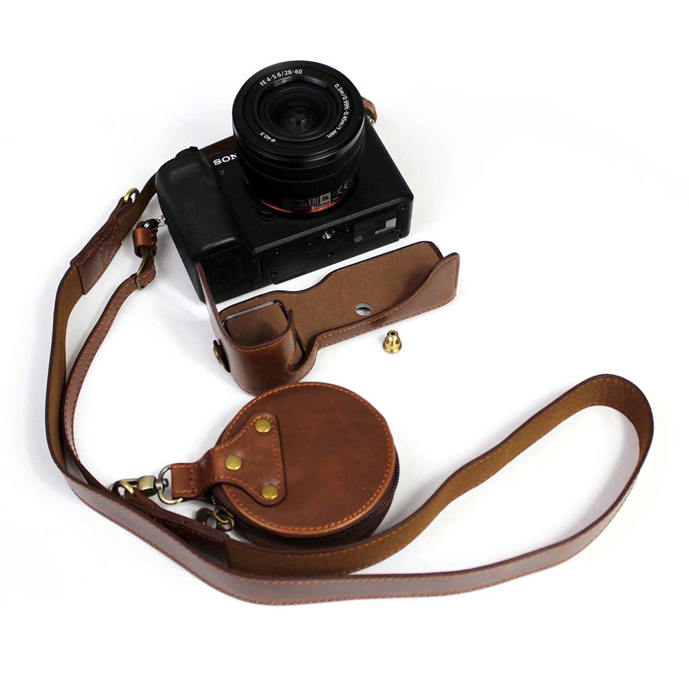 PU Leather Half Camera Case Cover for Sony A7C Camera