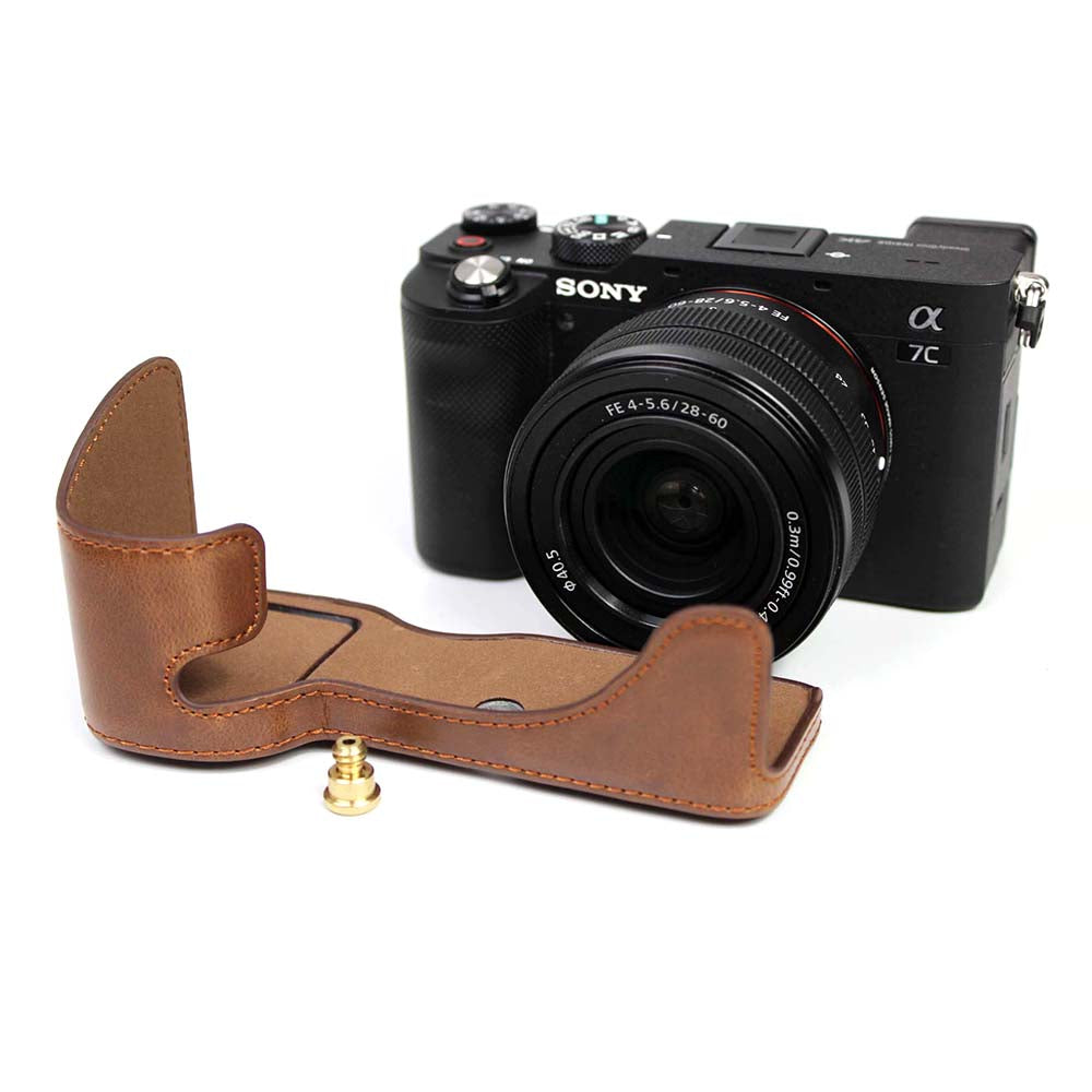 PU Leather Half Camera Case Cover for Sony A7C Camera