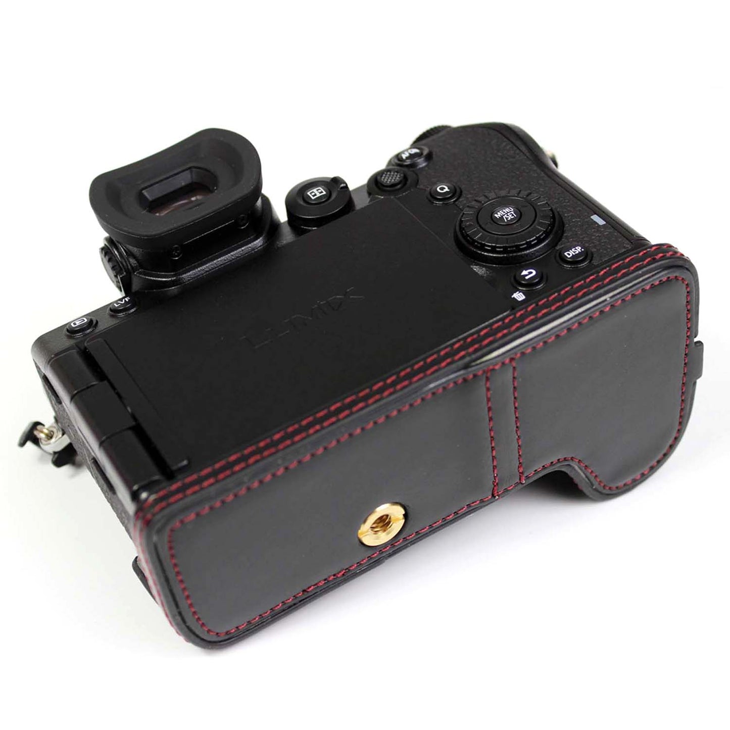 PU Leather Camera Half Case Bottom Cover with Battery Opening for Panasonic Lumix S5