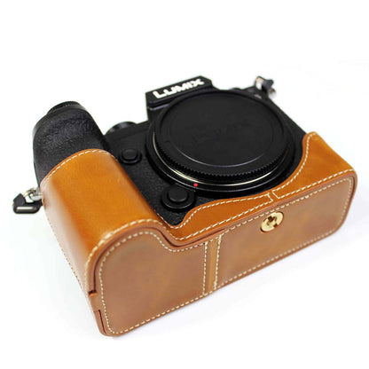 PU Leather Camera Half Case Bottom Cover with Battery Opening for Panasonic Lumix S5